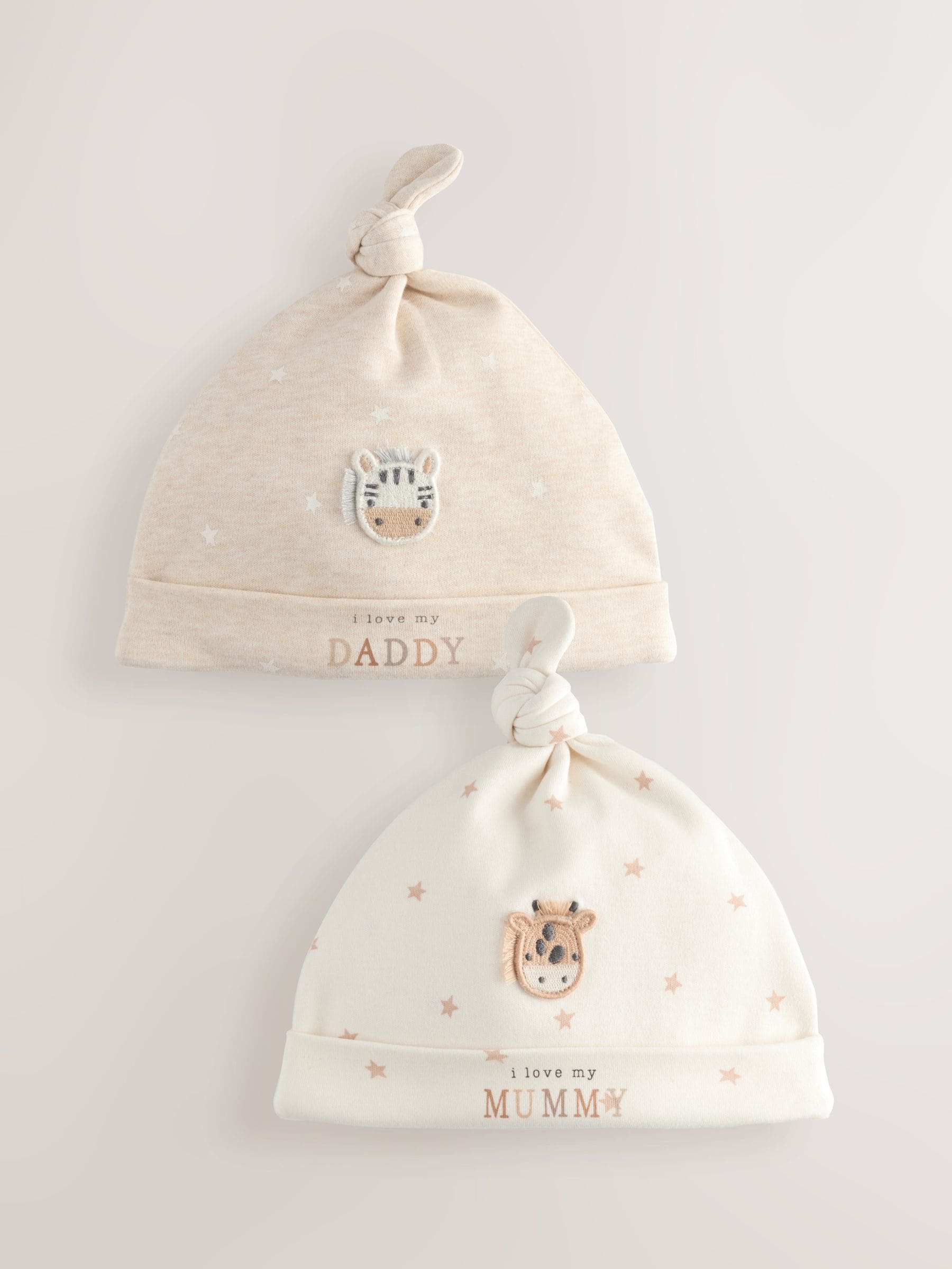 Neutraal - I Love My Mummy/Daddy Baby Hoeden met Stropdas 2 set (0-6maanden)