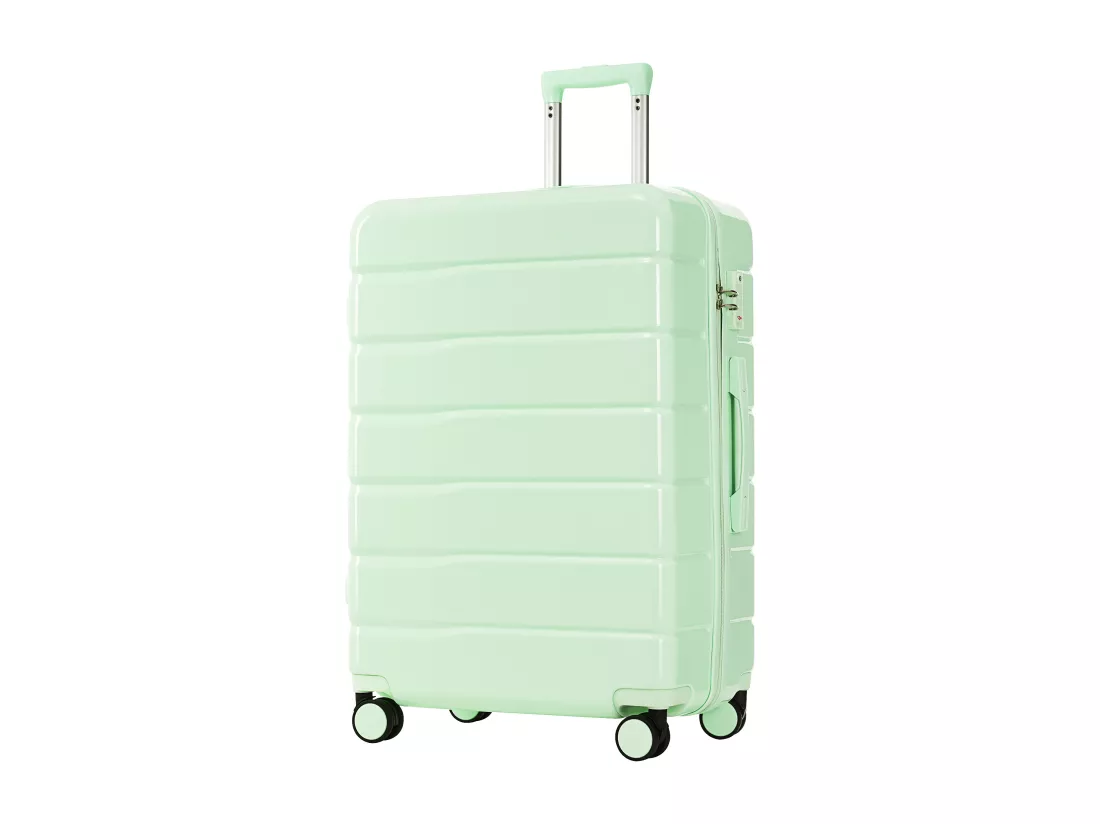 Bagage à main de 3 pièces20&24&28 pouces - en matériau ABS+PC - doubles roues pivotantes à 360° et Serrure TSA-vert