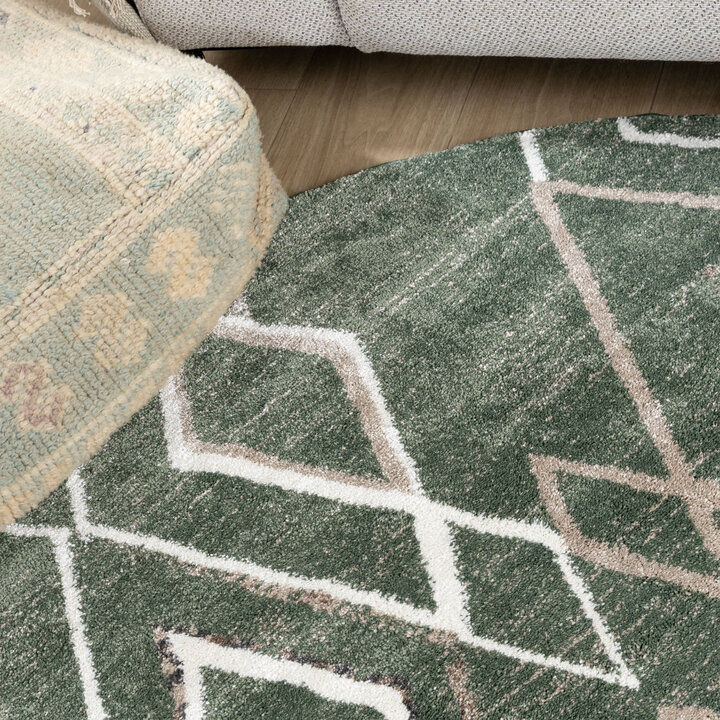 Berber vloerkleed rond - Blend Diamond Groen