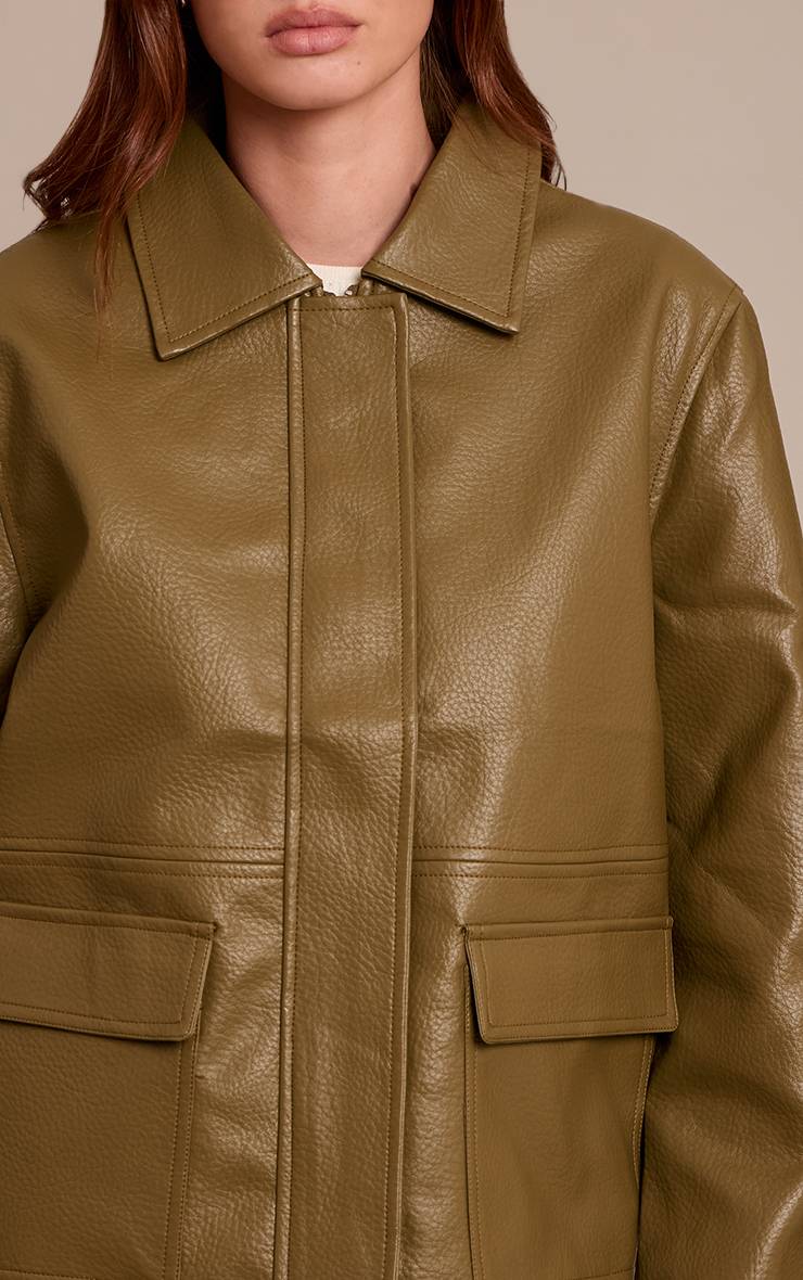 Kaki Veste Oversize En Synthétiquecuir