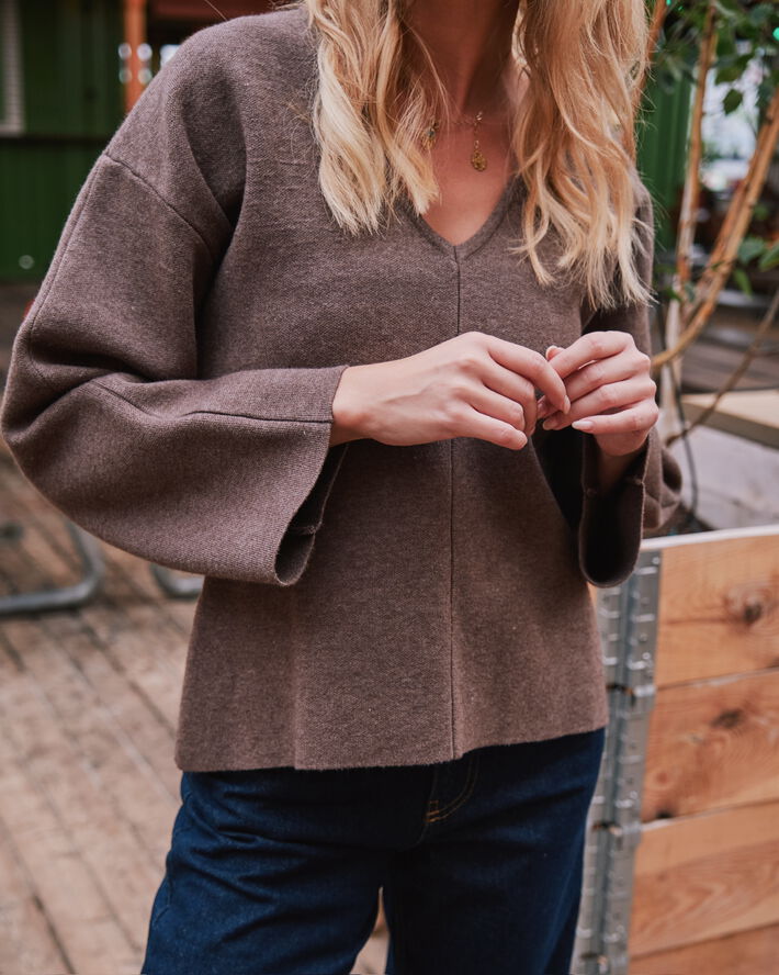 Neo Noir Linda Knit Blouse Mocca
