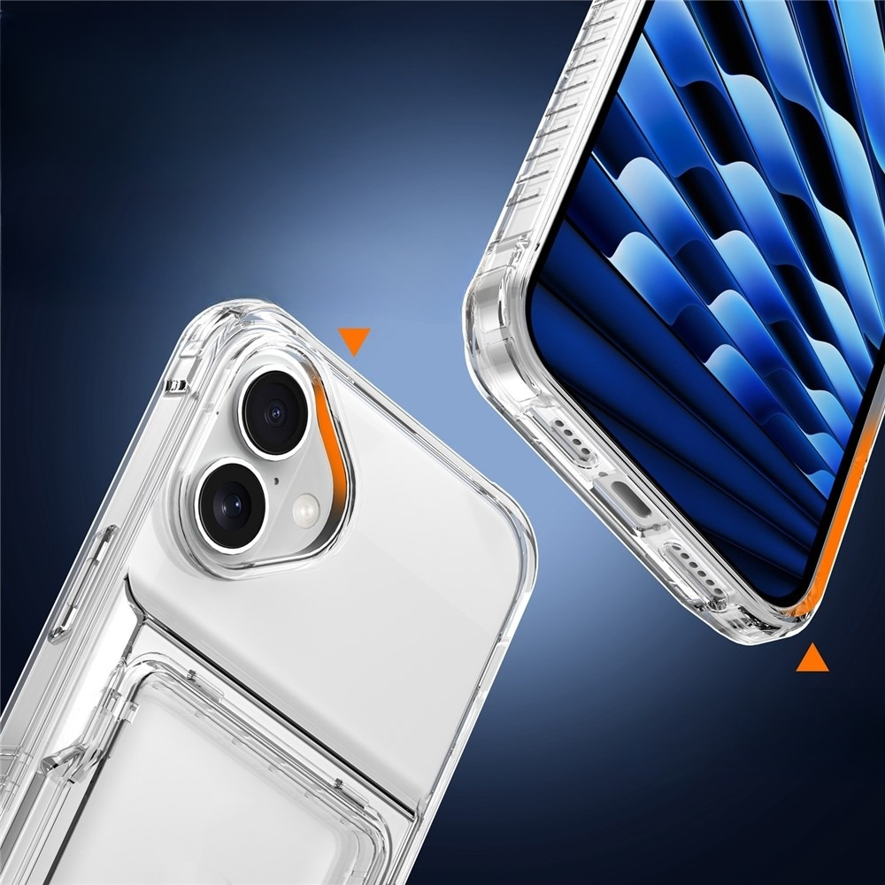 iPhone 17 Gummi Case Schutzhülle Air Cushion Fallschutz mit Kartenfach   Kickstand - Transparent