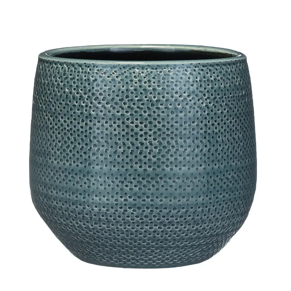 Mica Decorations Bloempot - midnight blauw - keramiek - 21 x 19 cm