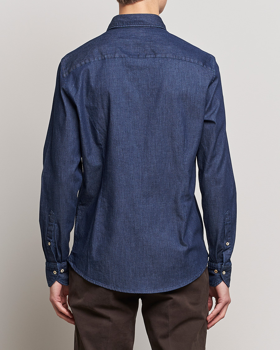 Stenströms Slimline Garment Washed Shirt Dark Denim