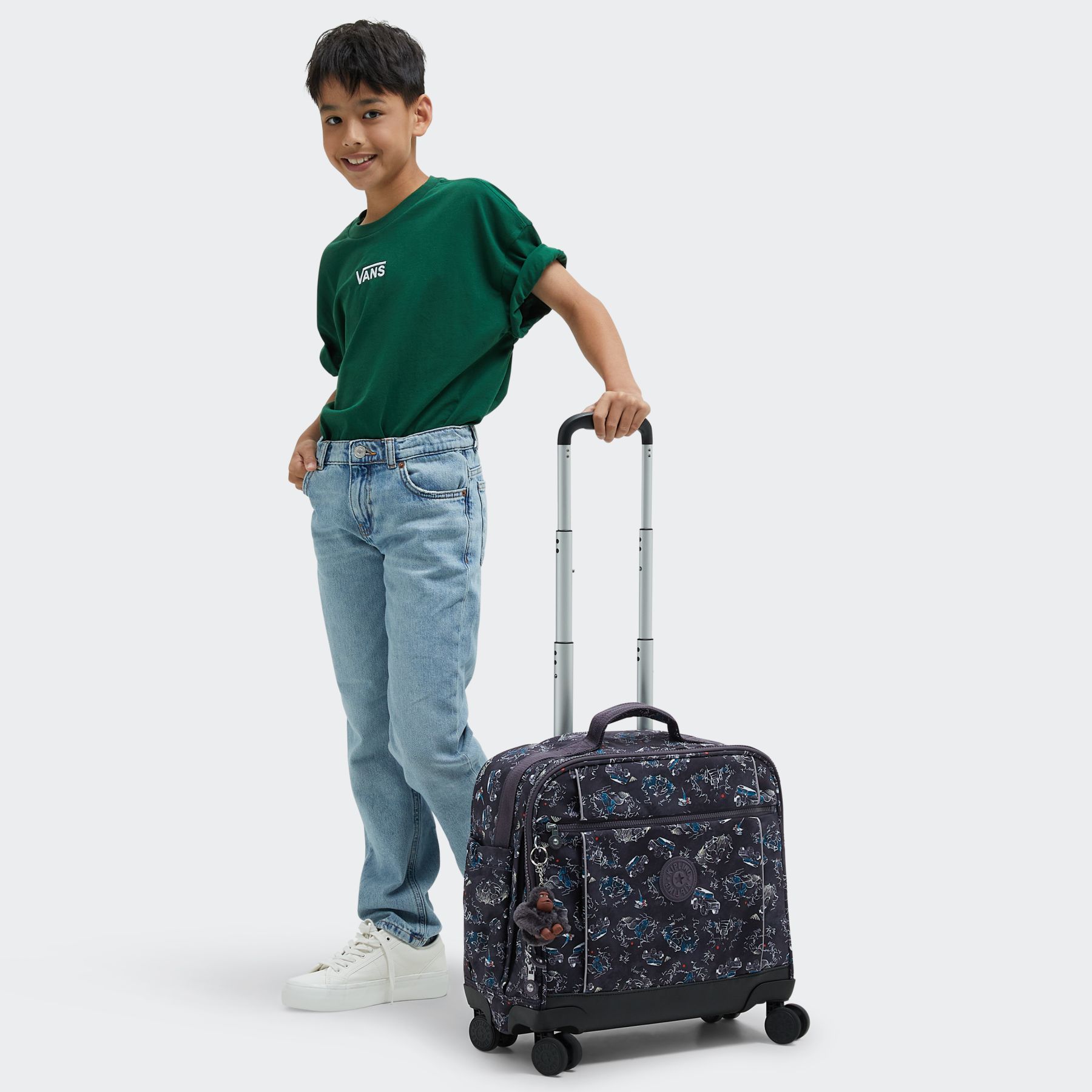 NEW STORIA Sac d'école à 4 roues pour enfants avec compartiment pour ordinateur - Jungle Fun Race