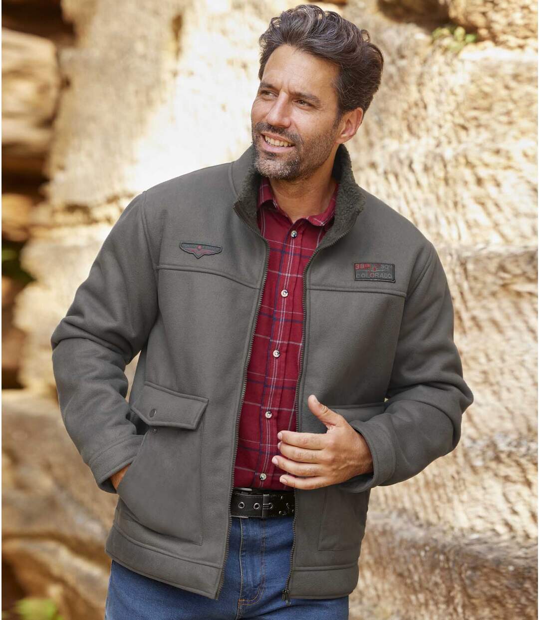 Blouson Suédine Effet Daim Doublé Sherpa
