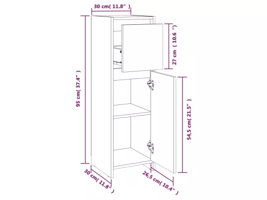 Armoire de bain Chêne fumé 30x30x95 cm Bois d'ingénierie