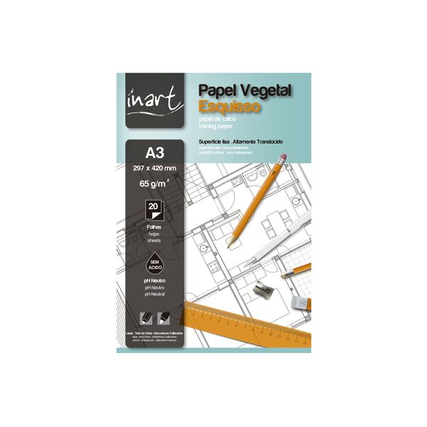 Inart Bloco Vegetal Esquiço A3 65 g/m2 20 Fls