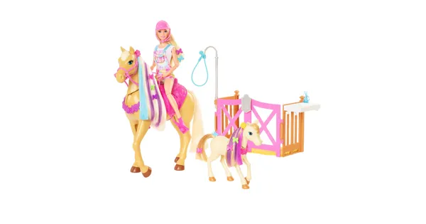 Barbie Spielset mit Puppe & 2 Pferden