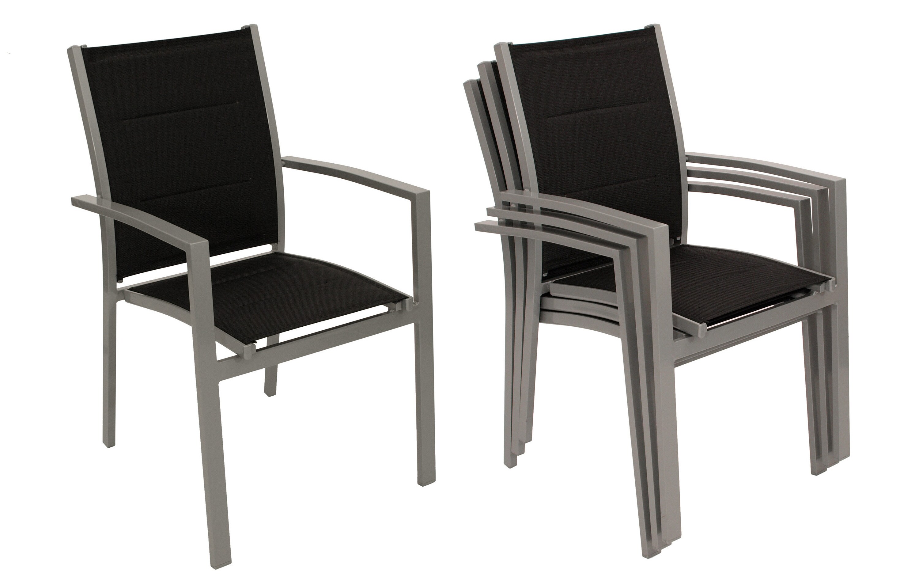 DEGAMO Garnitur MARINA 9-teilig, Aluminium und Kunstgewebe schwarz