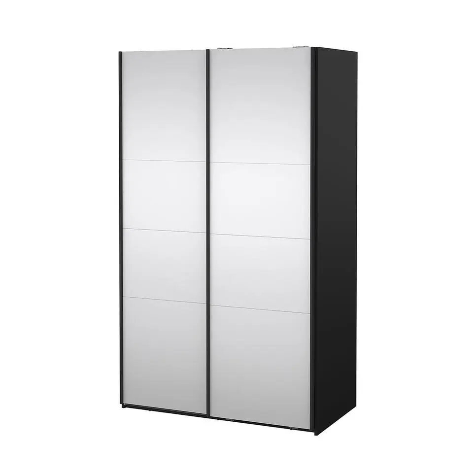Hioshop Catania schuifdeurkast 2 deuren met spiegel 120x200cm mat zwart