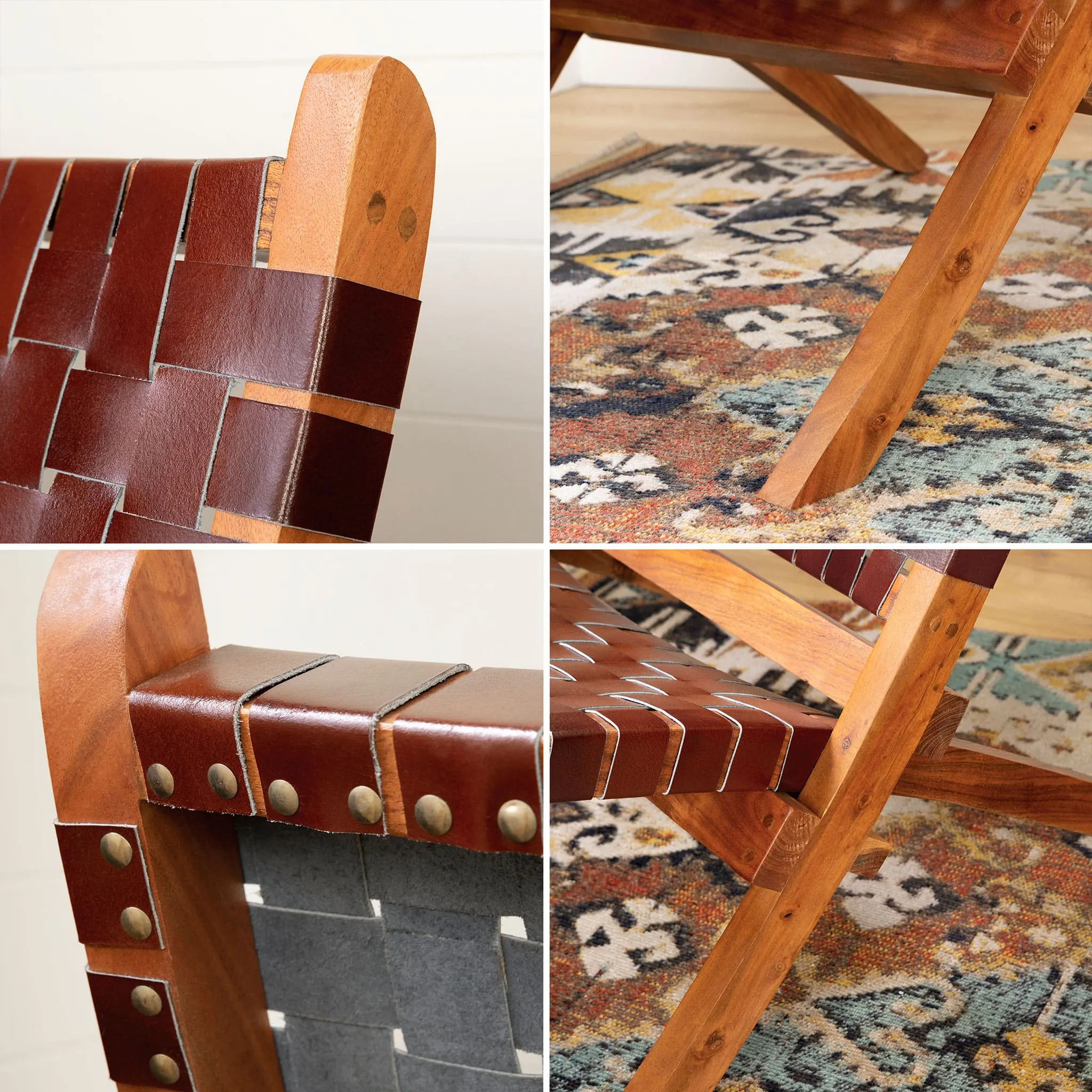 South Shore Fauteuil en Cuir Tressé Balka - Brun