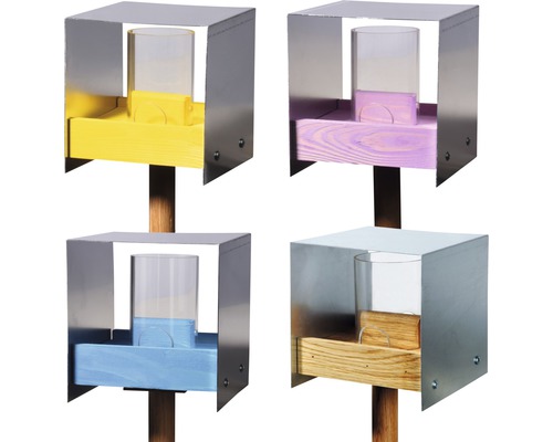 Eikenhouten voederhuisje met aluminium dak, 15x16x16 cm