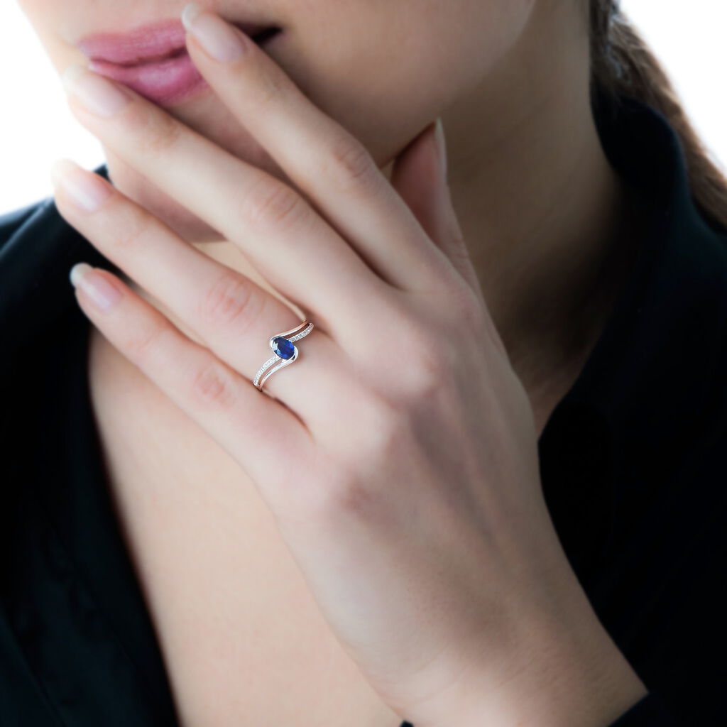 Bague Anja Or Blanc Topaze Et Diamant