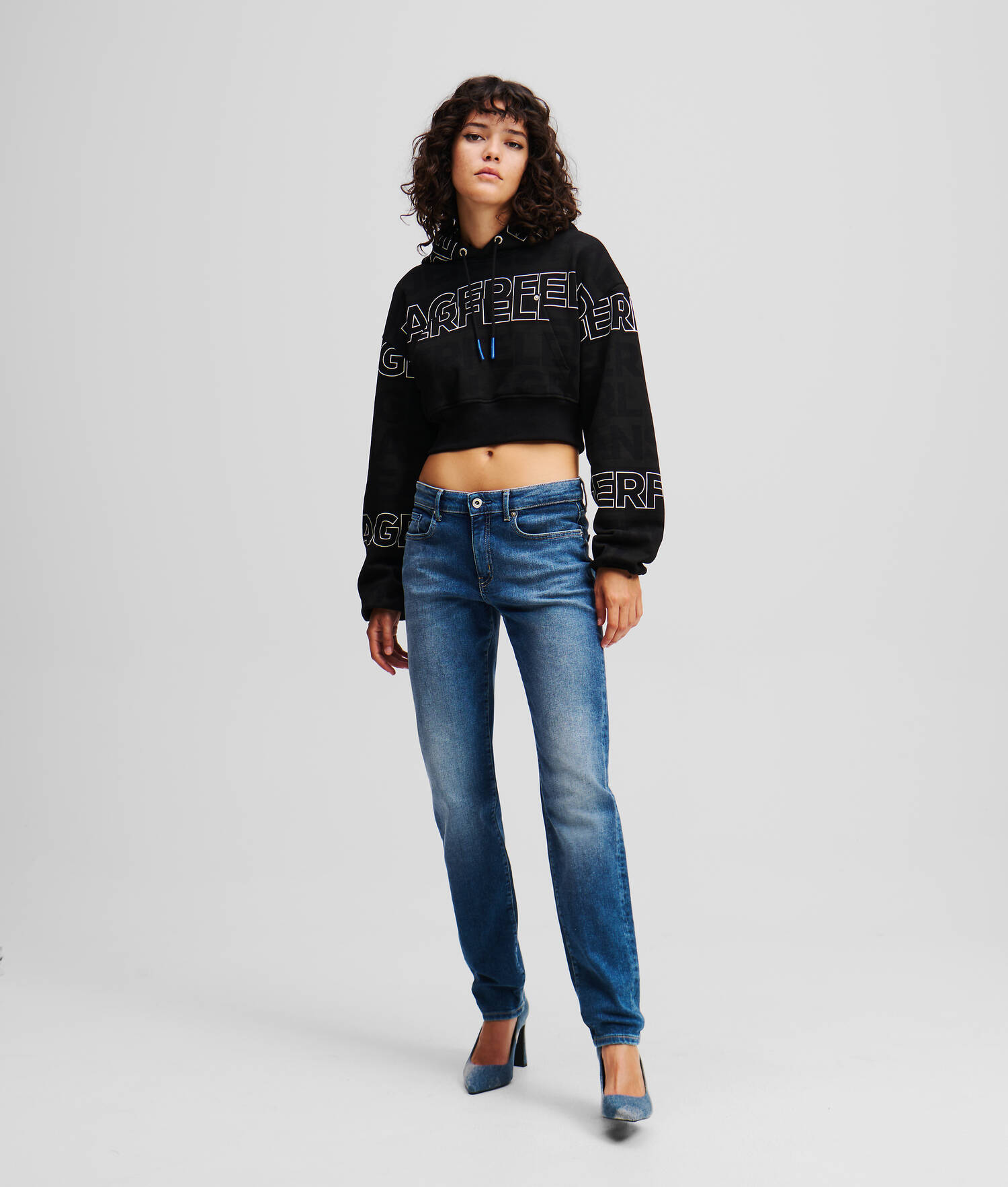 JEAN SLIM TAILLE MI-HAUTE - Bleu foncé délavé