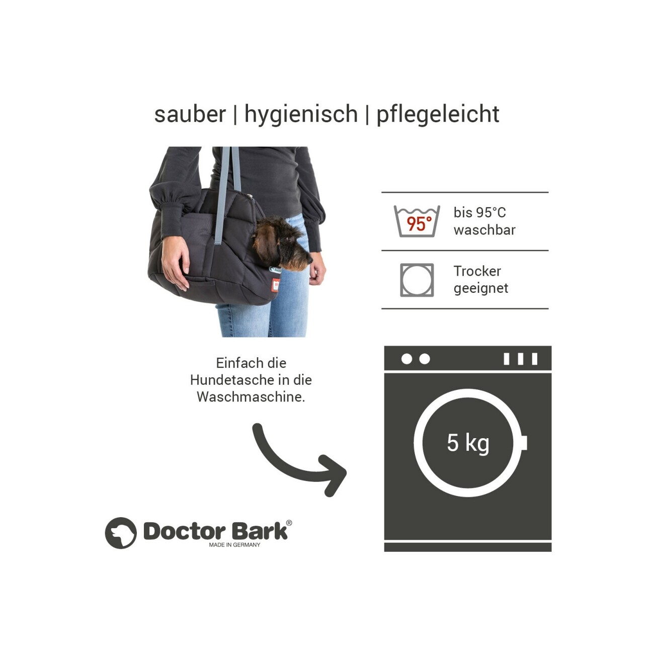 Doctor Bark Hundetragetasche grau S