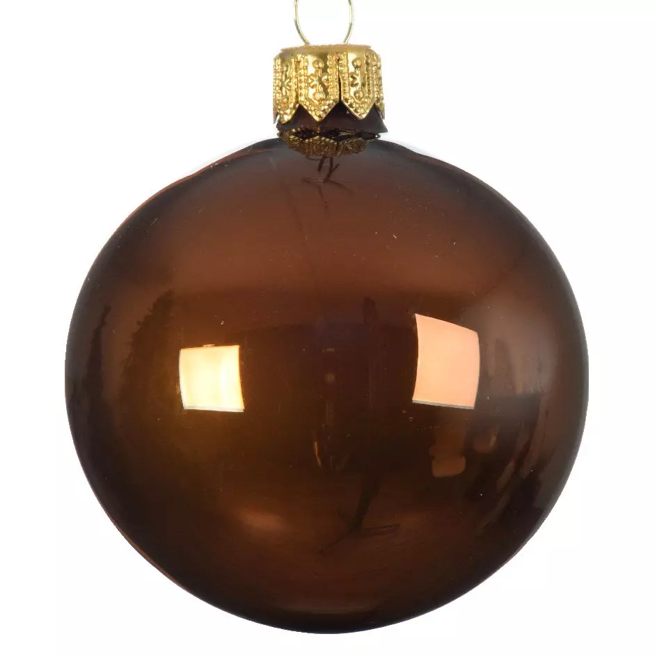 Lot de 6 boules de Noël en verre (D80 mm) Arctique brillantes Cannelle