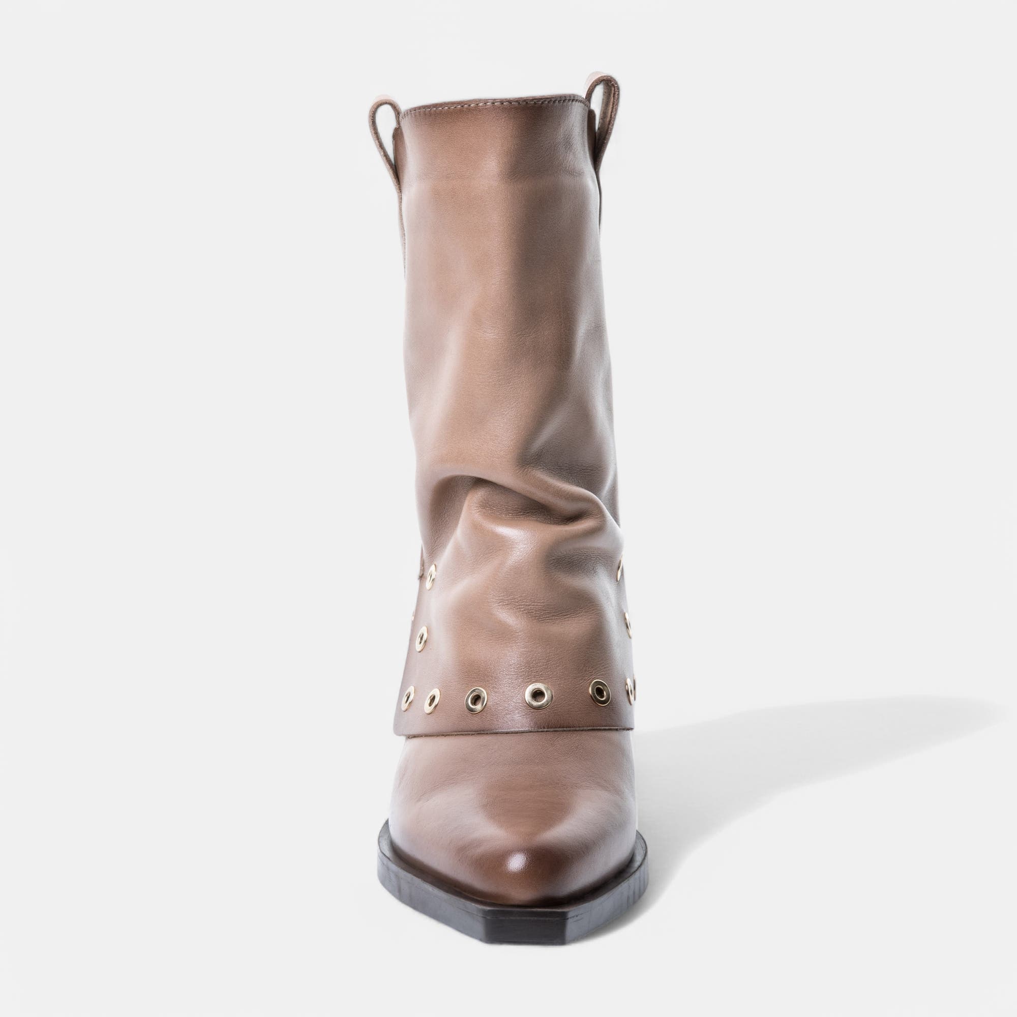 Santiags à talon Femme en cuir beige