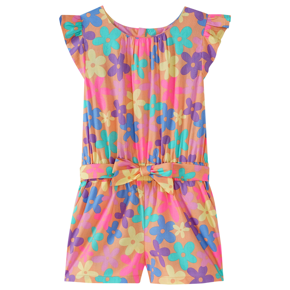 Topolino Mädchen Overall mit bunten Blumen hellorange