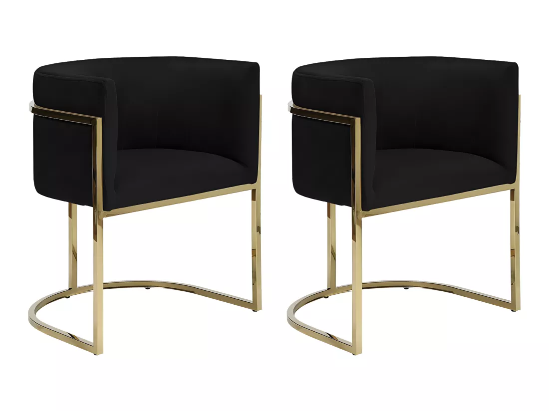 Lot de 2 chaises avec accoudoirs - Velours et acier inoxydable - Noir et doré - PERIA de Pascal MORABITO