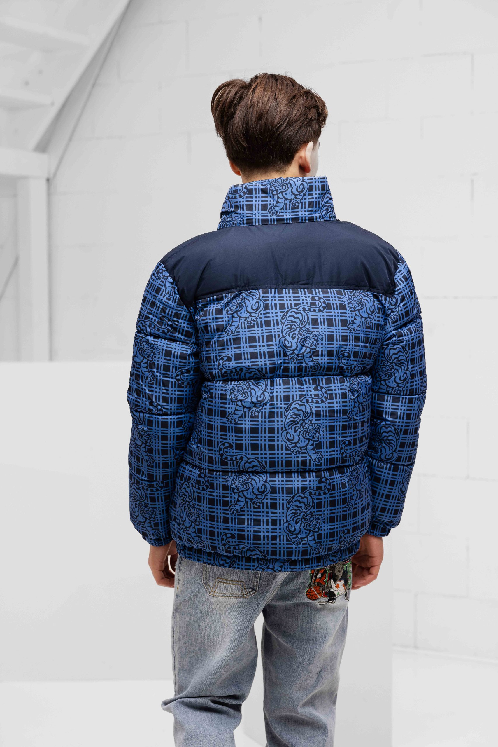 Kenzo Winterjas Kids Blauw/Zwart