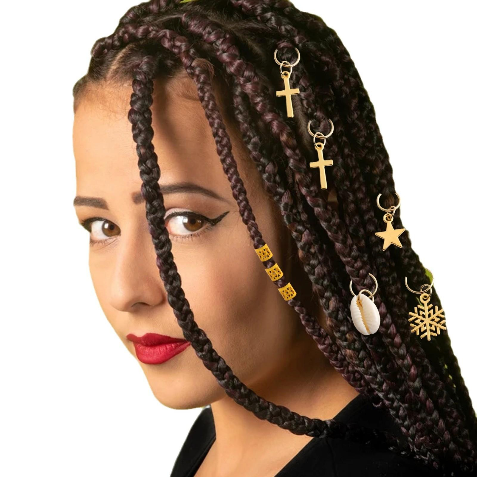 (100er Set) Haar Schmuck Accessoire Dreadlock Clips Haar Spiralen Ringe - Silber / Gold