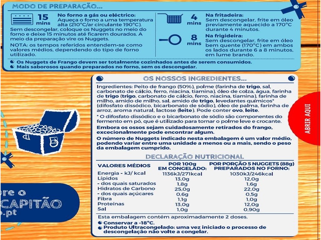 NUGGETS IGLO CAPITÃO FRANGO ESTRA AMERICANO 220G