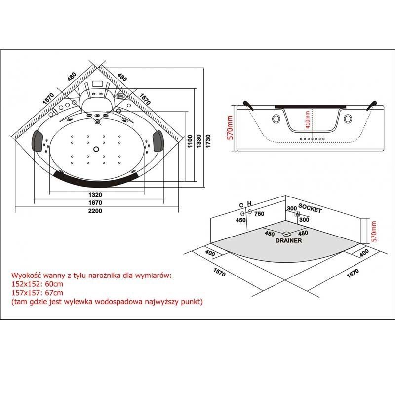 Plazan Orino whirlpool met heater 152x152cm