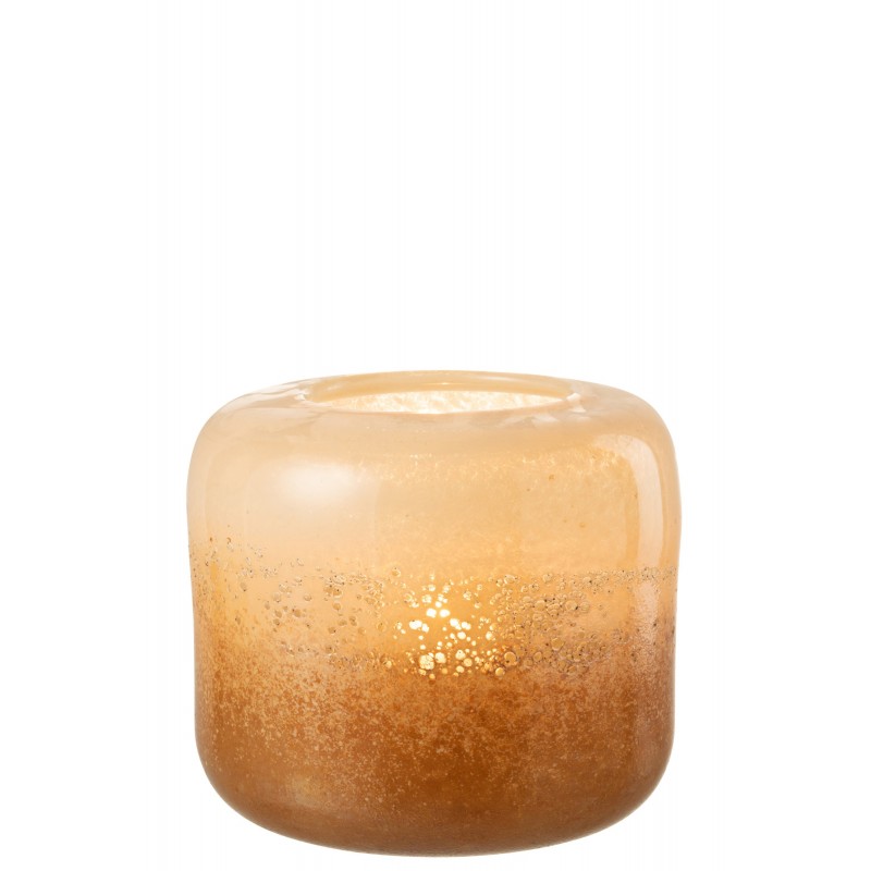 Photophore en verre marron et beige 25x25x24cm