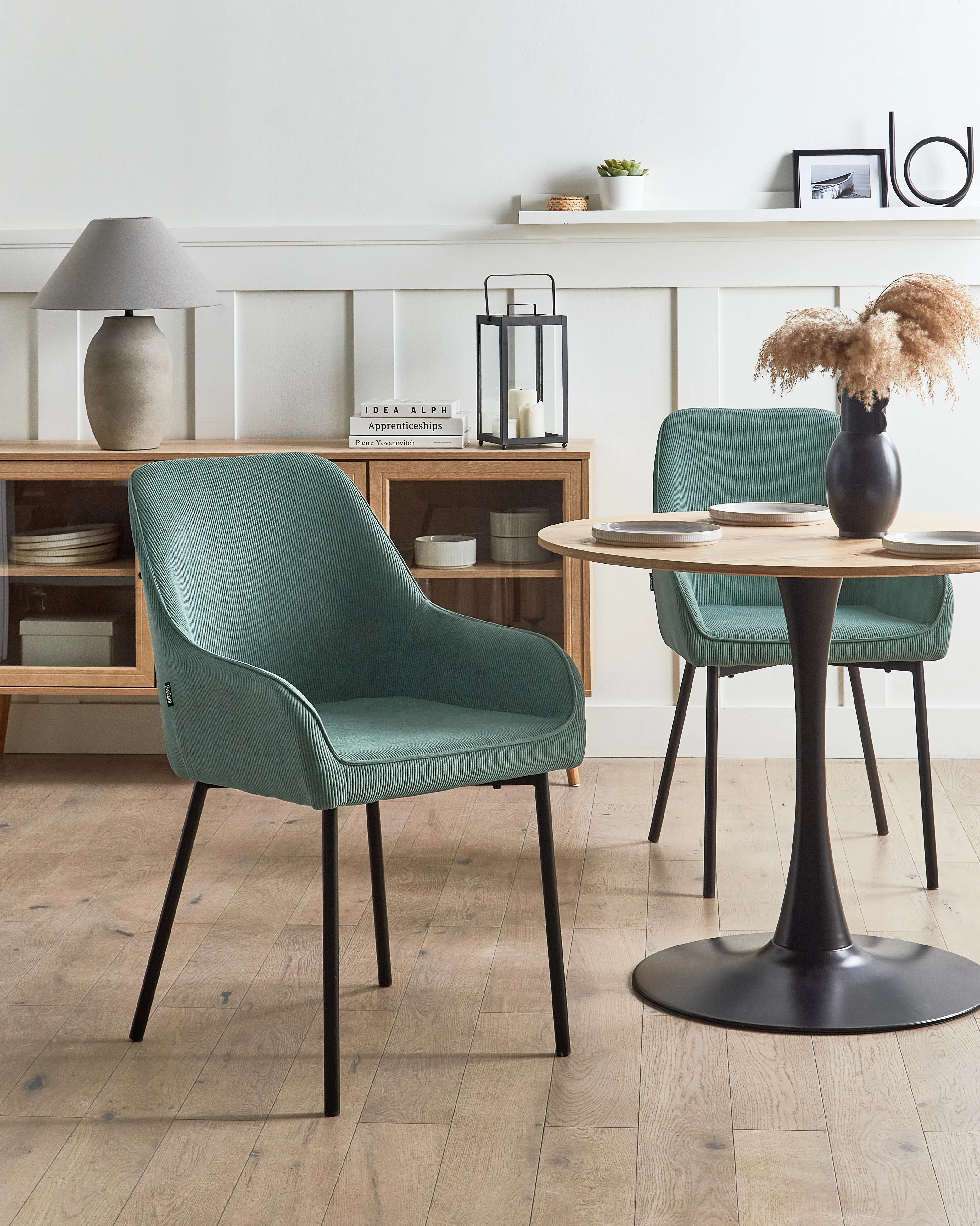 Set van 2 eetkamerstoelen LOVERNA Corduroy Groen