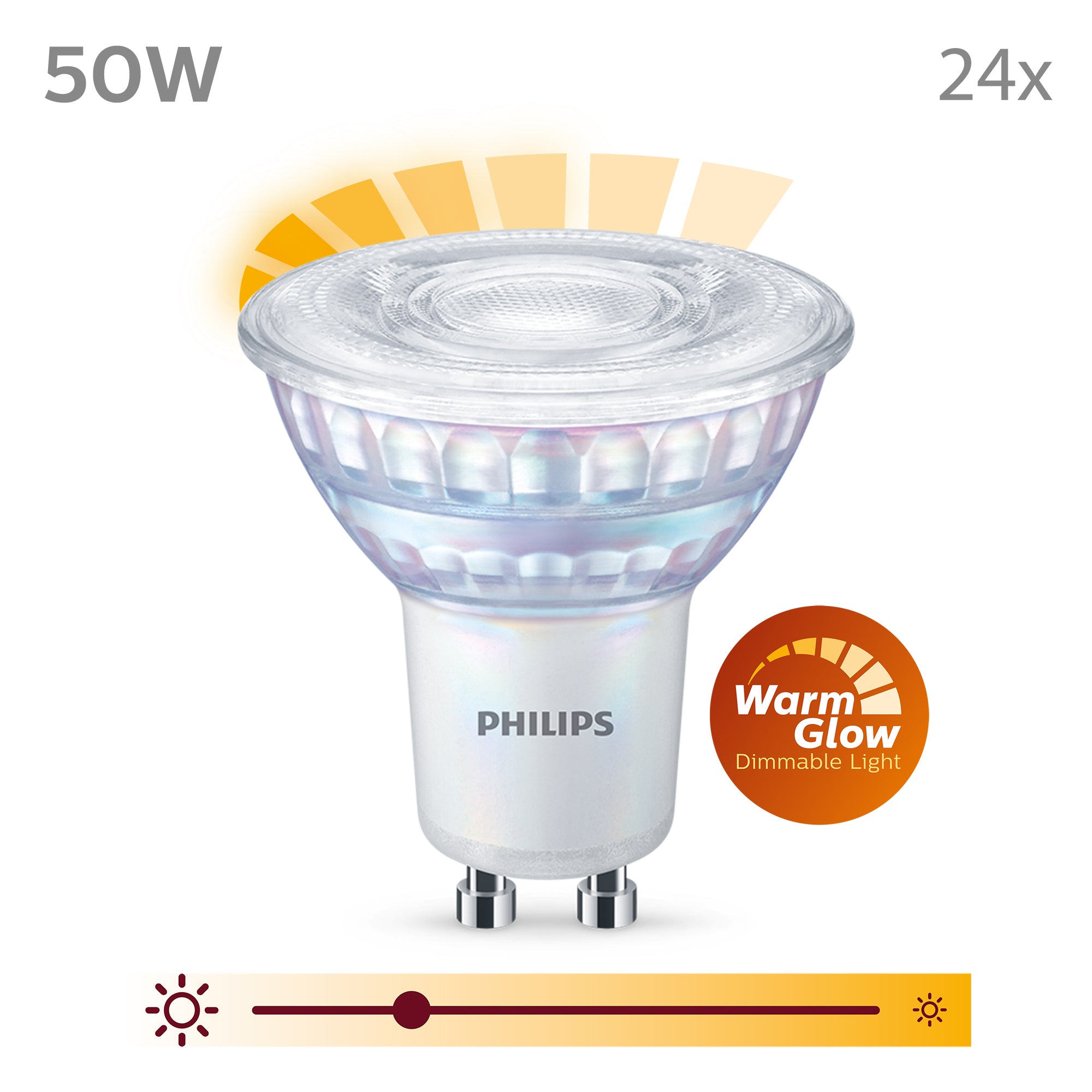Philips Voordeelverpakking GU10 LED Spots WarmGlow - Set van 24 Stuks