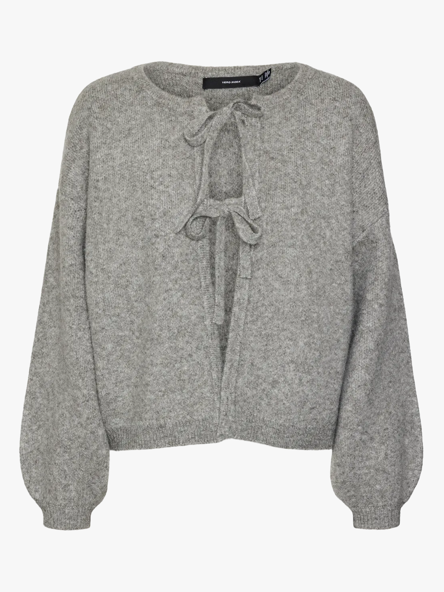 Bow Long Sleeve O-neck Tie Cardigan