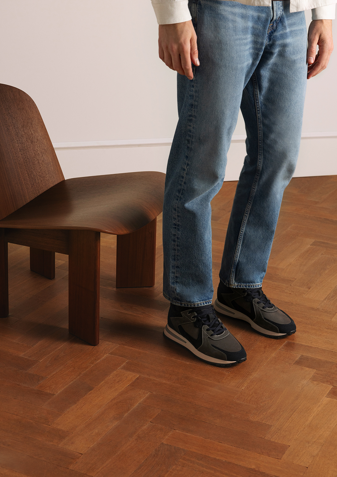 Donkerblauwe nubuck sneakers