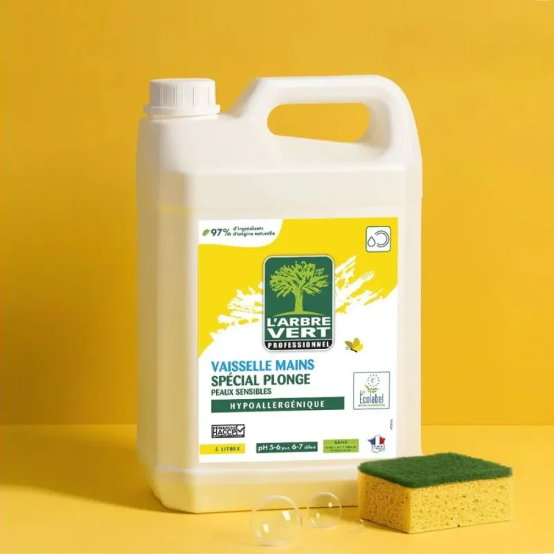 L'ARBRE VERT - Liquide vaisselle mains peaux sensibles - Ecolabel - 5L