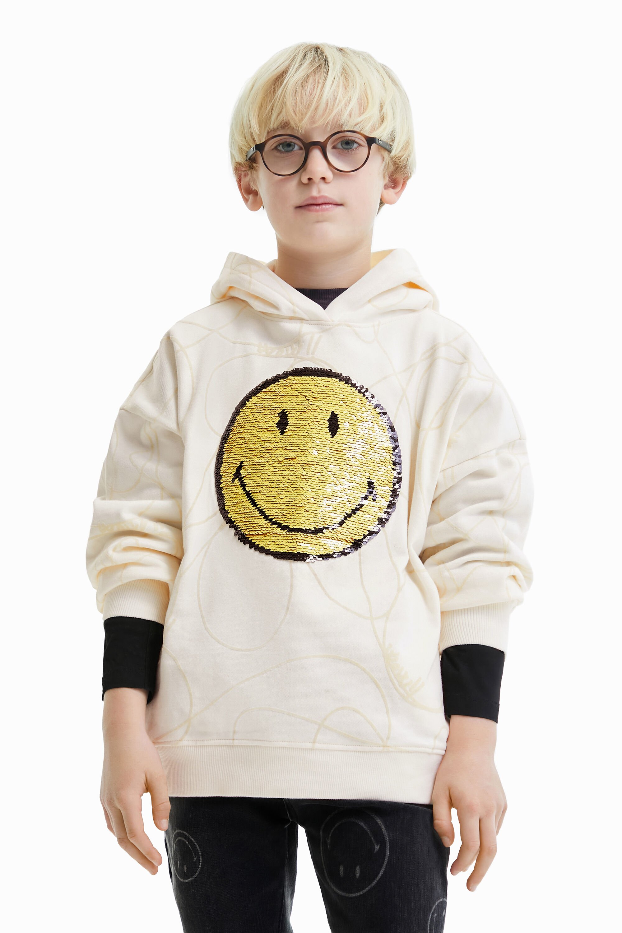 Sweat-shirt Smiley paillettes réversibles