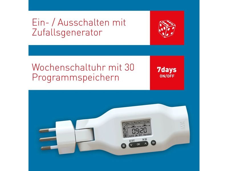 Max Hauri Zeitschaltuhr digital Multifunktion Clip-Clap, We Automatische Steuerung der Stromzufuhr für angeschlossene Geräte