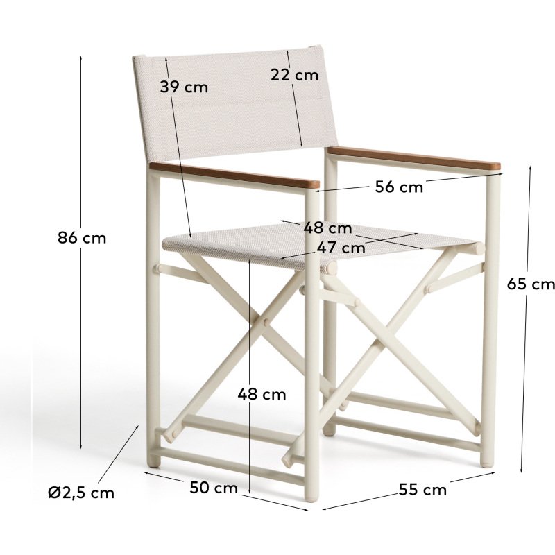 Chaise pliable d’extérieur Tisno en aluminium taupe et textilène taupe