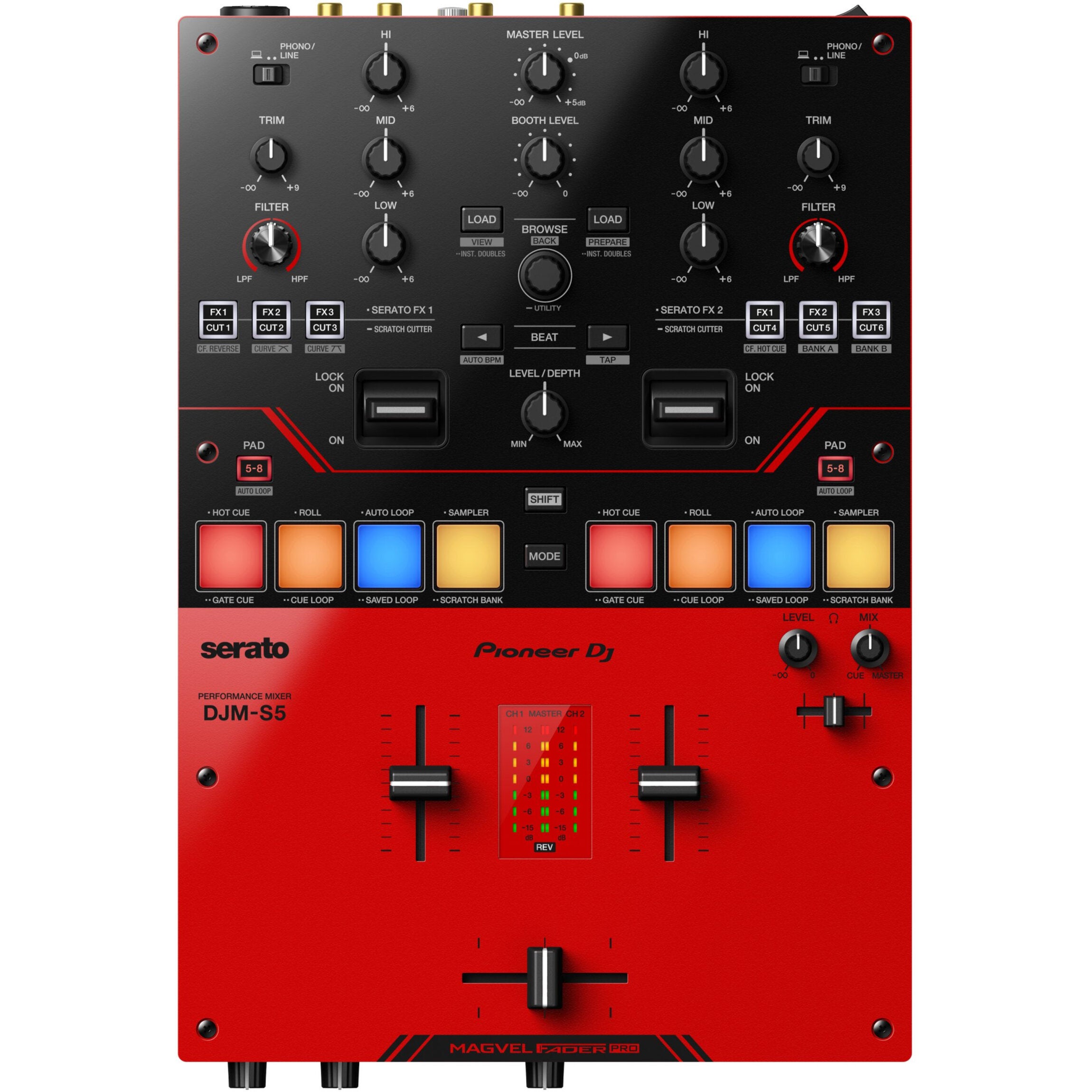Pioneer DJ DJM-S5 2-kanaals scratch-style DJ-mixer voor Serato DJ Pro