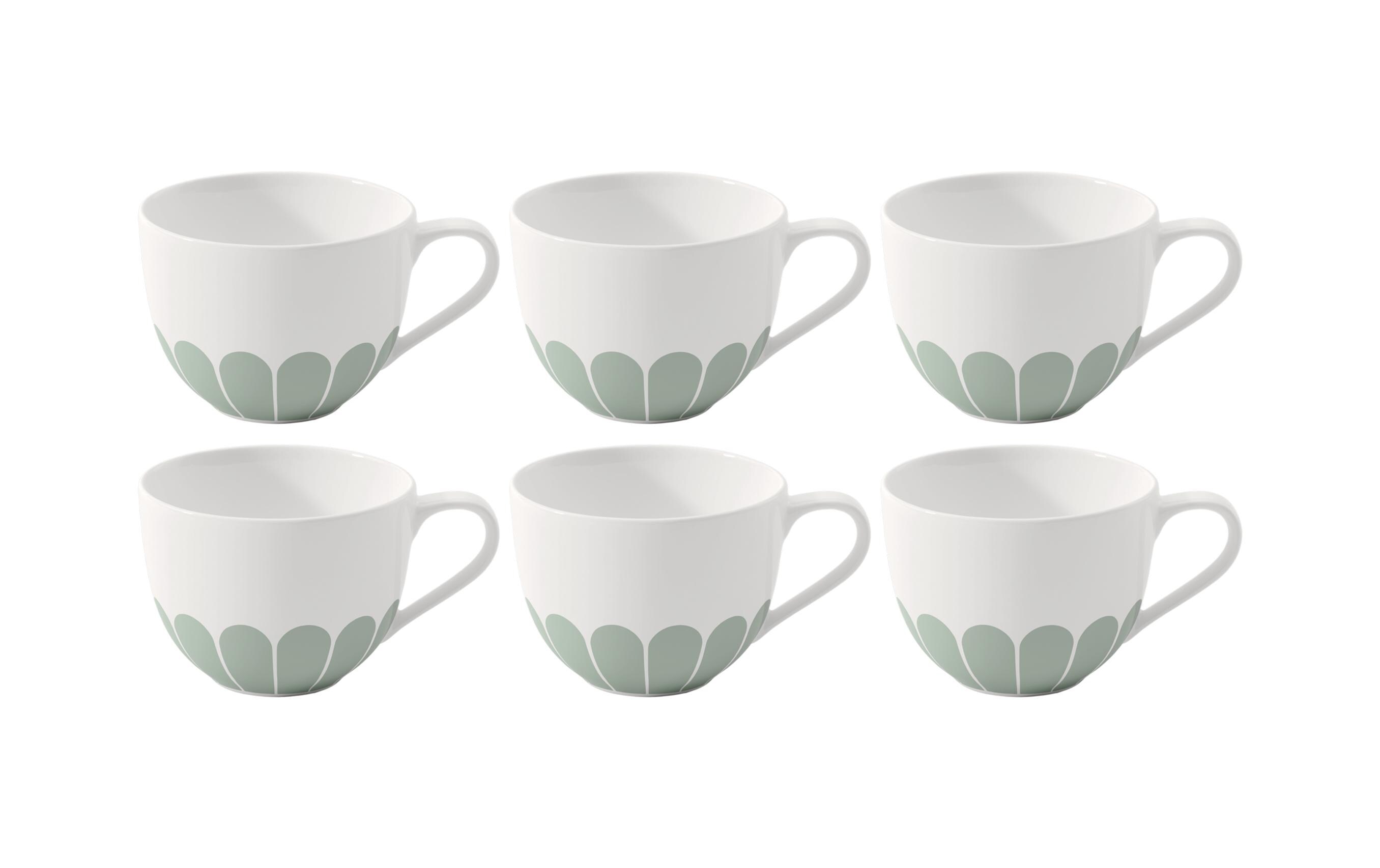 Kaffeetasse Fleur 160 ml, 6 Stück, Grün<br>Tasse aus hochwertigem Porzellan