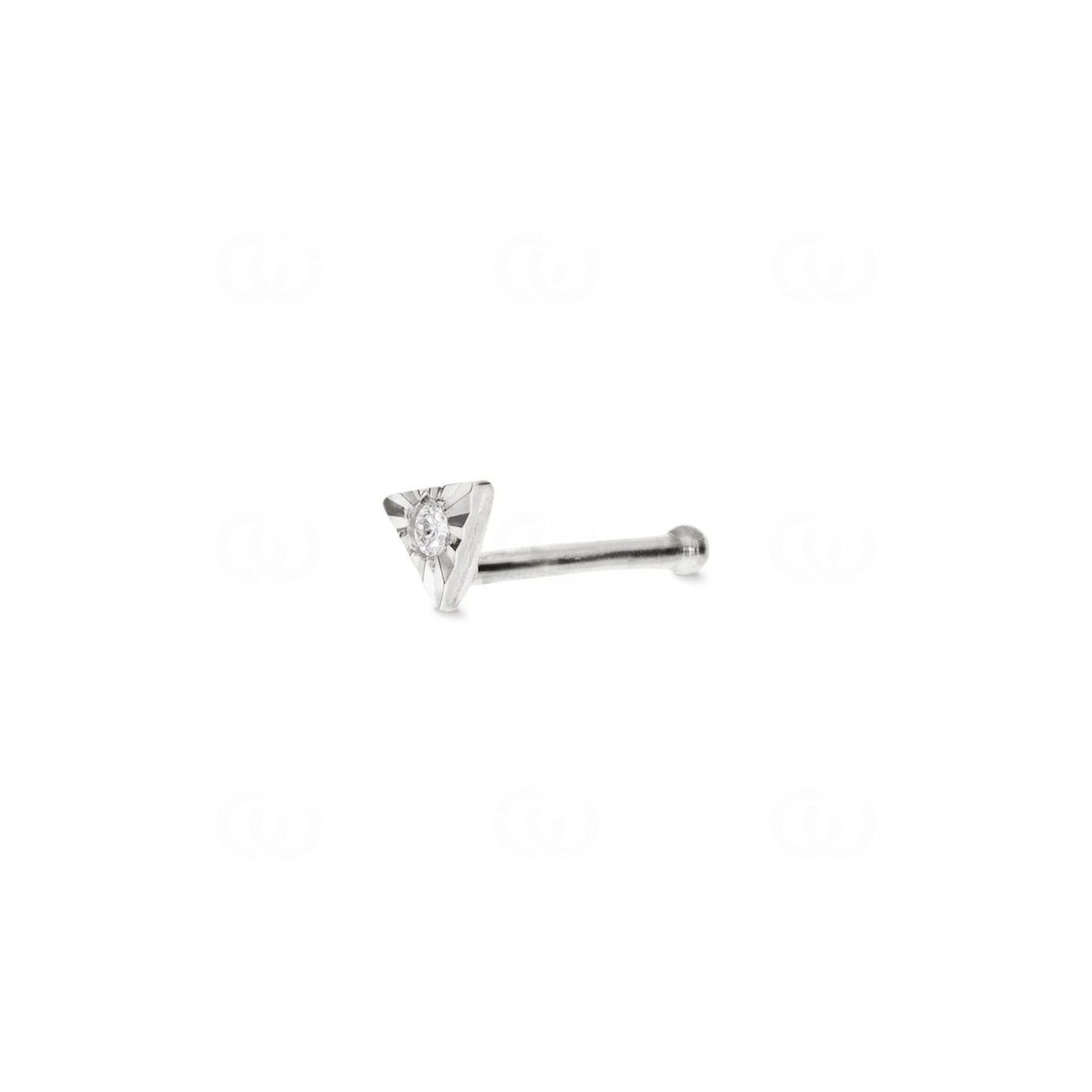 Nasenstecker Kugel 750/18 K Weissgold mit Diamant 0.01ct H/Si