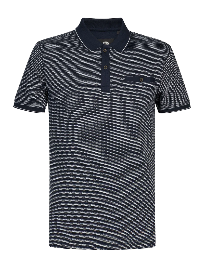 PETROL IND POLO HOMME MANCHES COURTES MAILLE MARINE