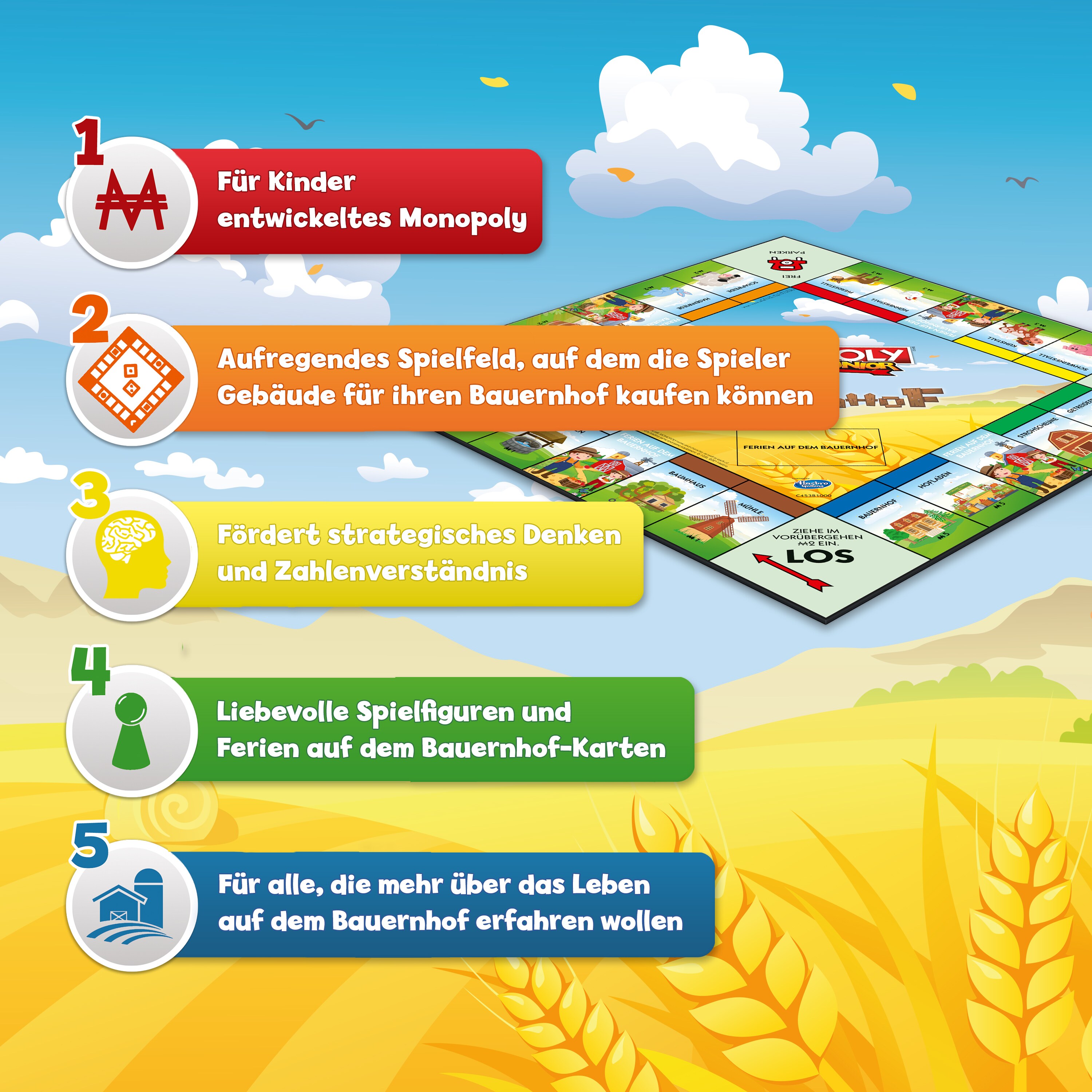 Monopoly Junior - Mein Bauernhof Brettspiel Gesellschaftsspiel Kinder Spiel