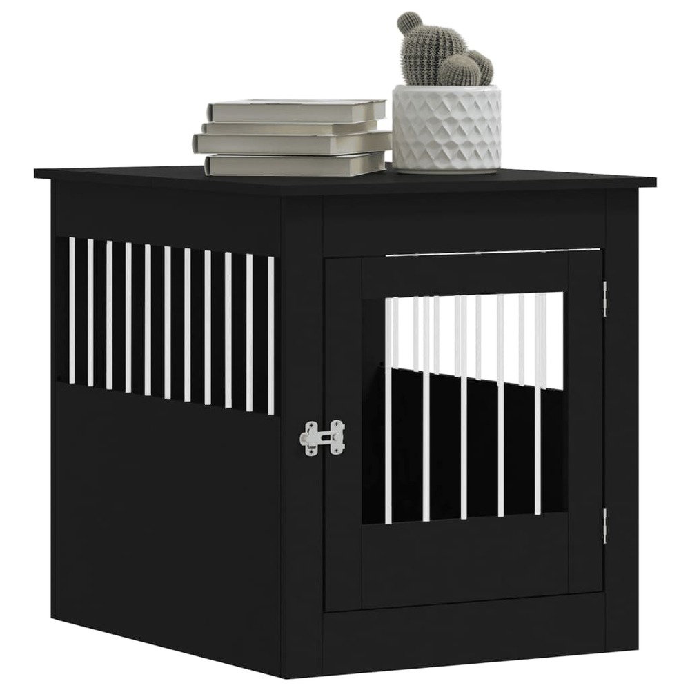 Meuble de cage pour chiens noir 64,5x80x71 cm bois d'ingénierie