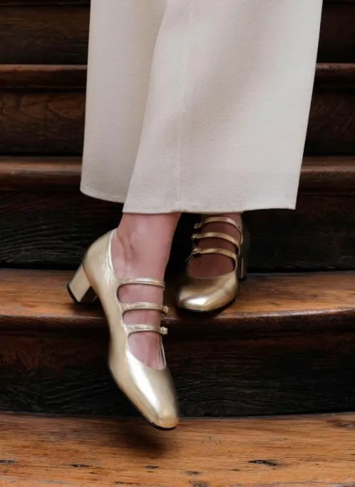 Escarpins Kina cuir laminé à triple brides Carel