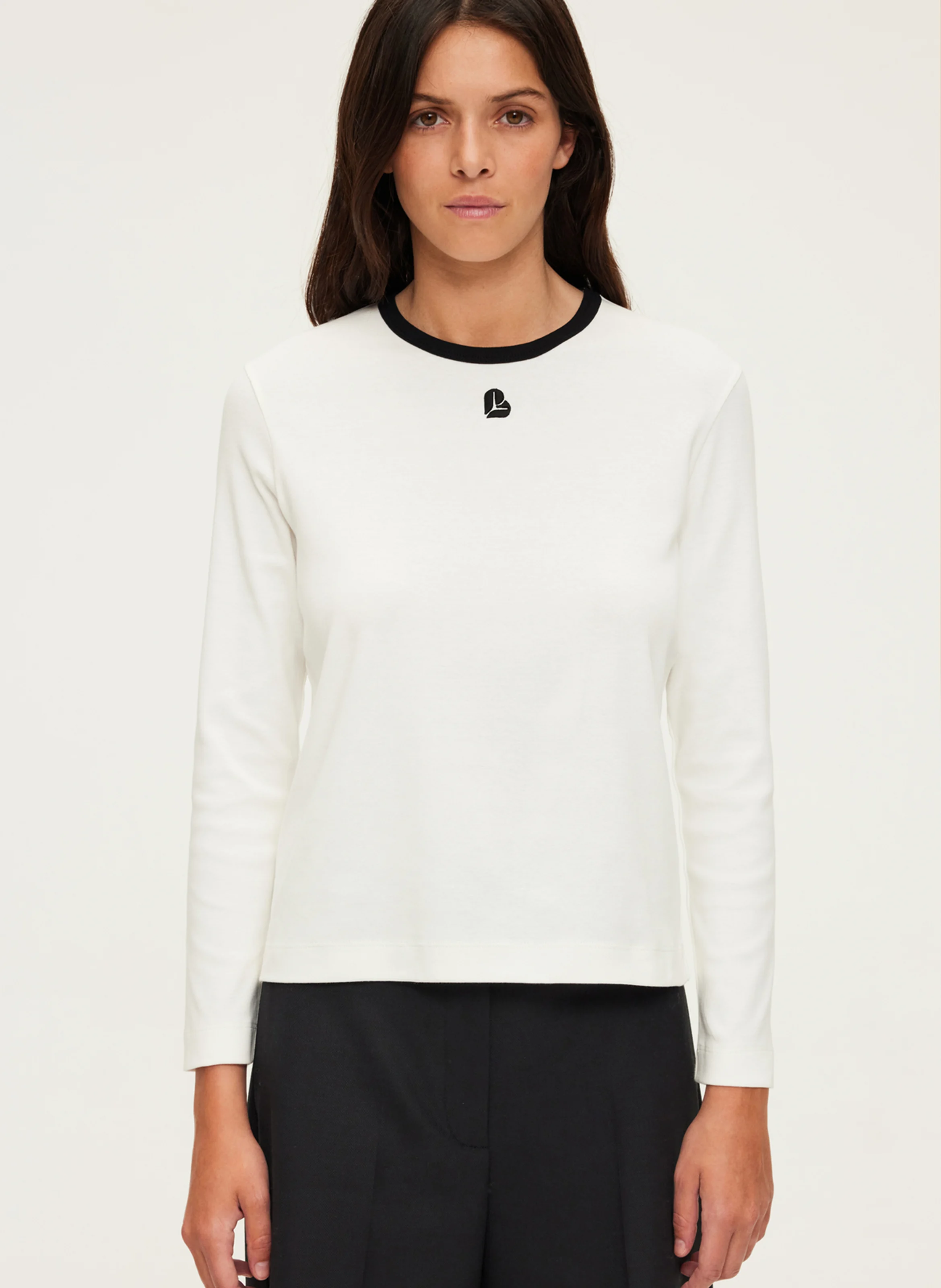 ANNECLAIRE - Tee-shirt col rond droit en coton | Beige
