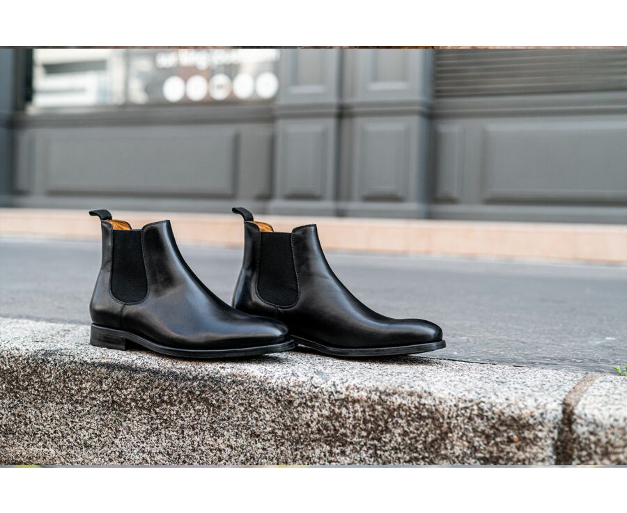 Chelsea boots cuir homme Noir - ALDERTON GOMME