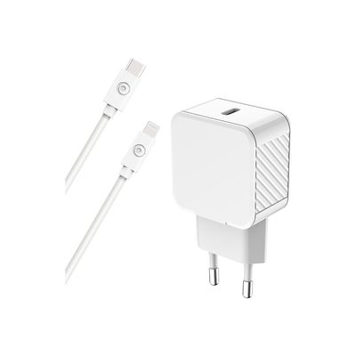 BIGBEN Connected - Chargeur secteur pour smartphone 20W - Power Delivery + Cable USB C/Lightning - Blanc