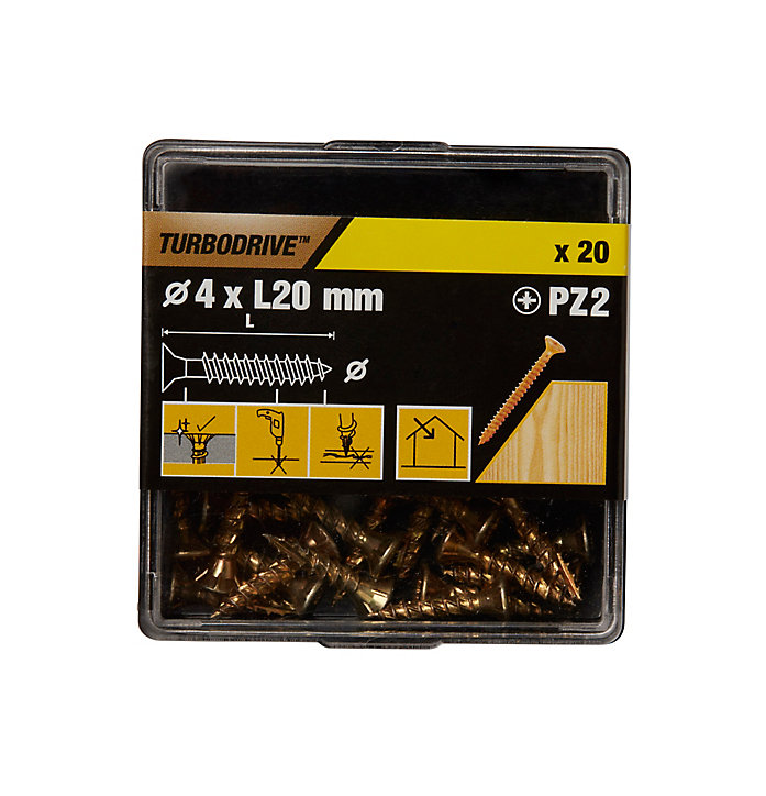 Vis à bois Turbodrive Premium pozidriv zinguée jaune 4x20 mm - 20 pièces