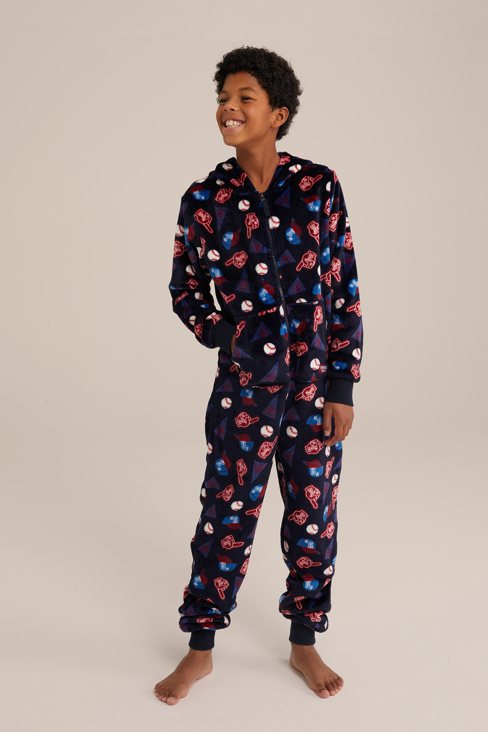 Jongens onesie met dessin WE Fashion Donkerblauw