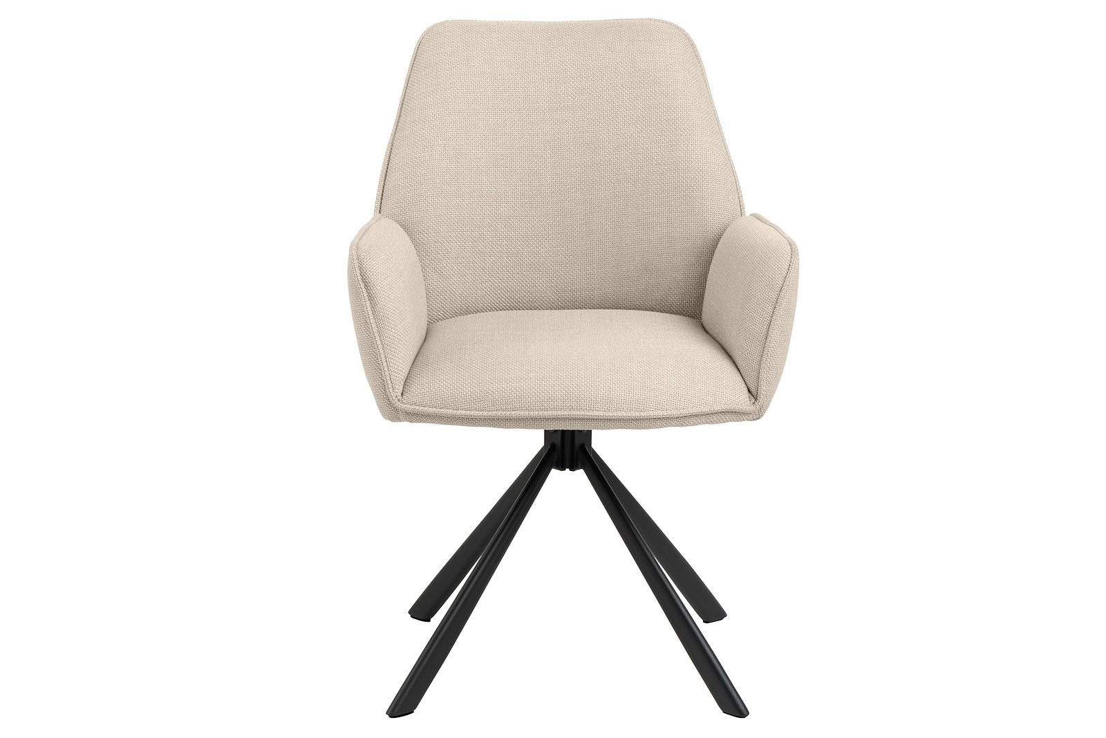 Glenda spisestol med arm Tekstil Basel 24 Beige med sortlakkert stålben